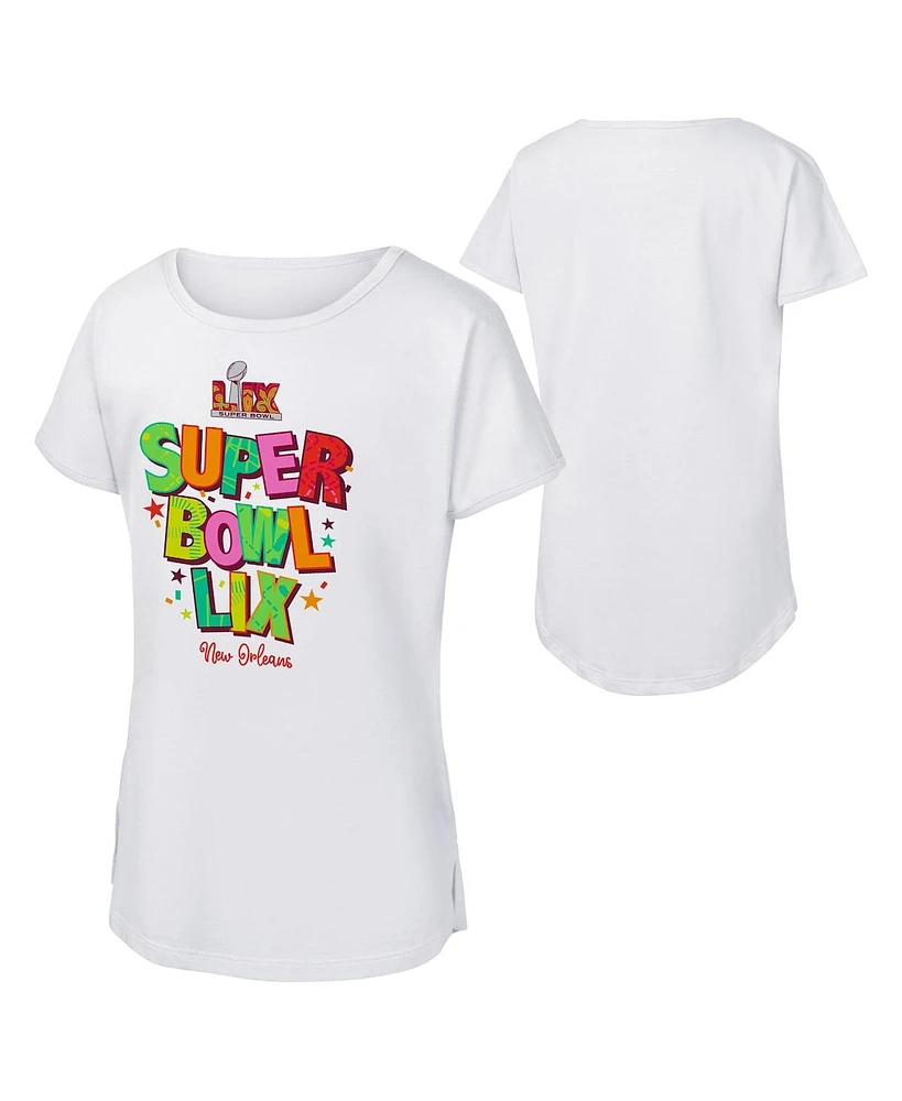 Outerstuff Big Boys and Girls White Super Bowl Lix Funky Boxy T-Shirt