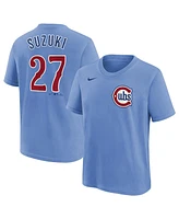 Nike Big Boys and Girls Seiya Suzuki Baby Blue Chicago Cubs Player Name Number T-Shirt