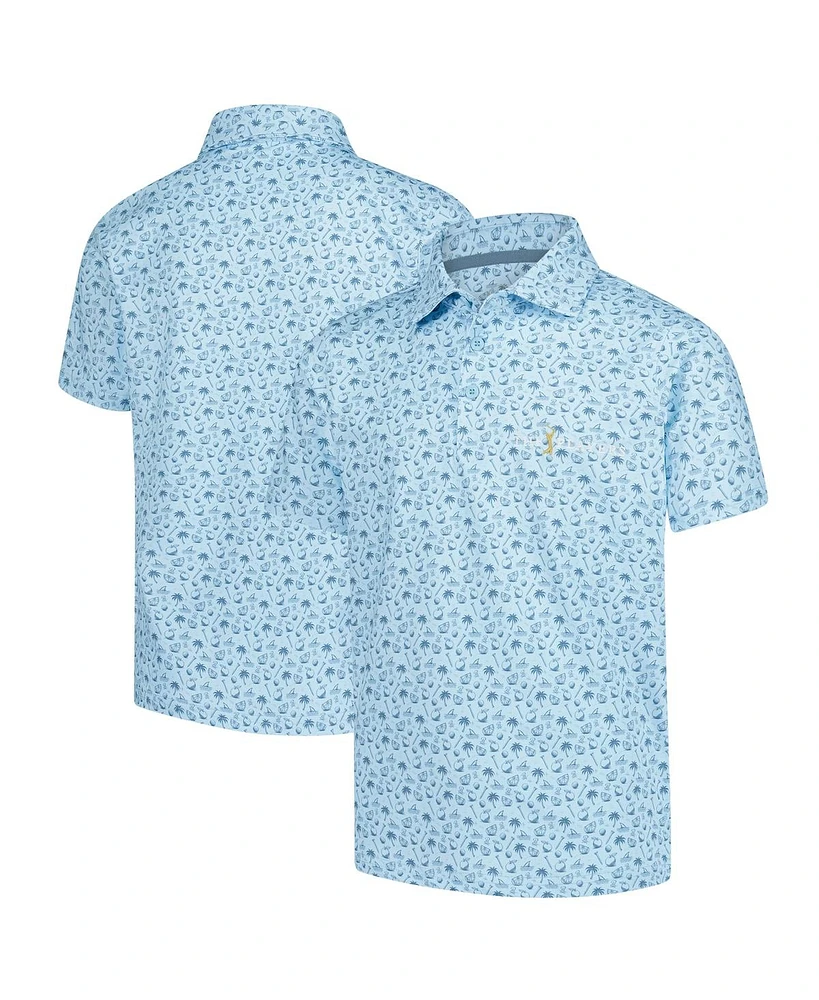 Barstool Golf Big Boys and Girls Light Blue The Players Florida Printed Polo Shirt