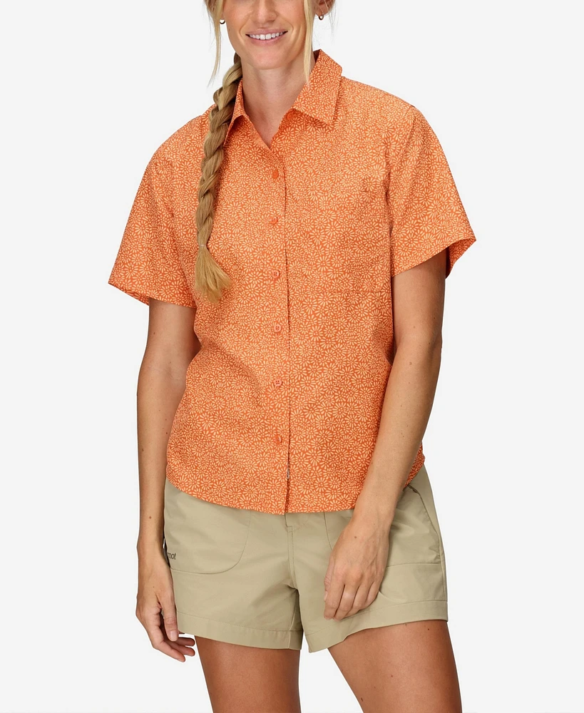 Marmot Women's Air Exchange Upf 40 Camp Novelty Short Sleeve Collar Shirt
