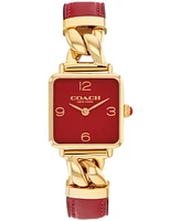 Coach Women's Cass Gold-Tone Stainless Steel and Red Leather Strap Watch, 22mm