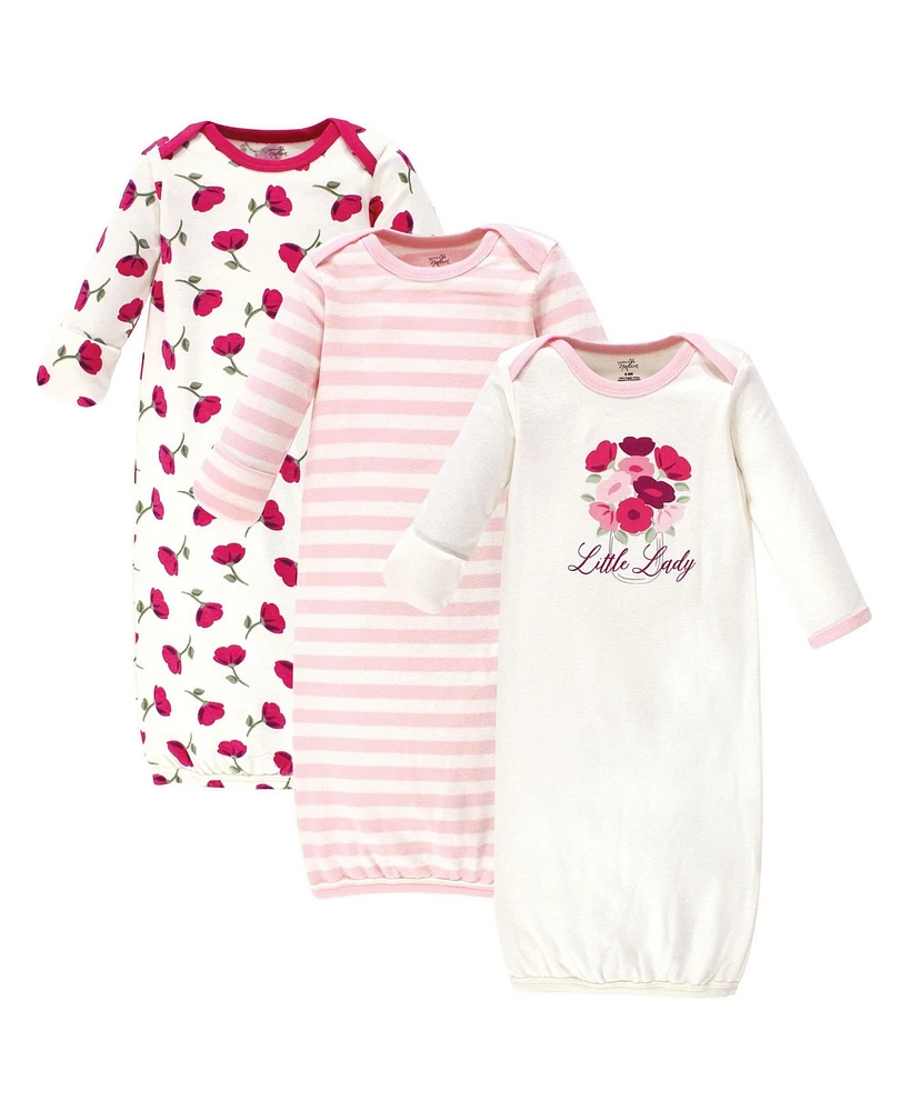 Touched by Nature Baby Girls Organic Cotton Gowns, Petals, Preemie-Newborn