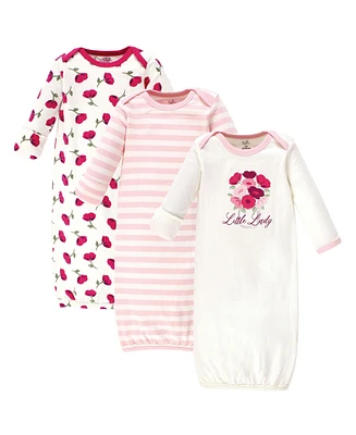 Touched by Nature Baby Girls Organic Cotton Gowns, Petals, Preemie-Newborn