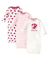 Touched by Nature Baby Girls Organic Cotton Gowns, Petals, Preemie-Newborn