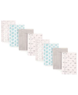 Hudson Baby Luvable Friends Boys Cotton Poly Flannel Burp Cloths 8-Pack, Elephant, One Size