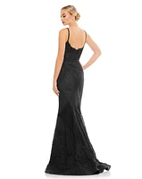 Mac Duggal Women's Embroidered Sleeveless Plunge Neck Trumpet Gown