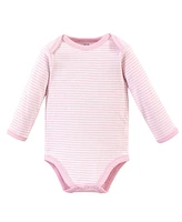 Touched by Nature Baby Girls Organic Cotton Long-Sleeve Bodysuits 5pk, Cherry Blossom, 12-18 Months