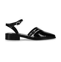 Aveline Black Leather Ballet Flats