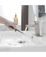 Single-Handle Single-Hole Bathroom Faucet Spot Resist Brushed Nickel