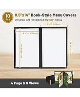 WeChef 10 Pack Restaurant Menu Covers 8.5" x 14" Book Style 4 Pages 6 Views Cafe