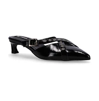Zyra Onix Black Leather Mules