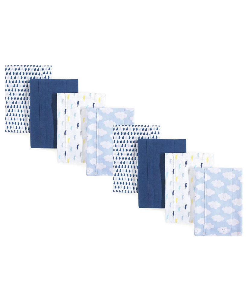 Hudson Baby Luvable Friends Boys Cotton Poly Flannel Burp Cloths 8-Pack, Boy Clouds, One Size
