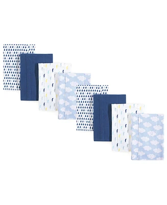 Hudson Baby Luvable Friends Boys Cotton Poly Flannel Burp Cloths 8-Pack, Boy Clouds, One Size