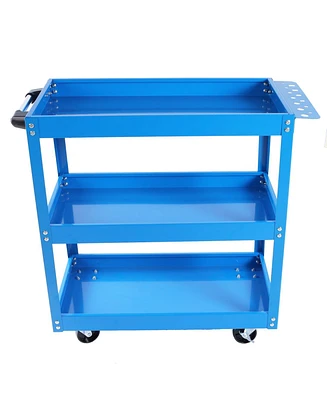 Tool Cart on Wheels, 3 Tier Rolling Mechanic Tool Cart, Heavy Duty Steel Utility Cart w/Lockable Wheels, 450 Lbs Capacity Industrial Service Cart for