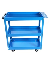 Tool Cart on Wheels, 3 Tier Rolling Mechanic Tool Cart, Heavy Duty Steel Utility Cart w/Lockable Wheels, 450 Lbs Capacity Industrial Service Cart for