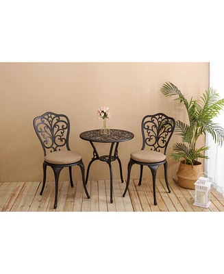 Best-selling 3-pc rust-resistant aluminum bistro set w/ cushions