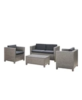 Modern 4-Piece Outdoor Wicker Sofa Set with Cushions