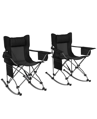 Outsunny Camp Chairs for Adults, 2 Pack Outdoor Folding Chairs