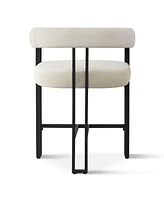 Set of 2 Velvet Counter Stools, Modern Bar Stools with Curved Back, Metal Legs & Upholstered Seat-Maison Boucle