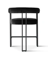 Set of 2 Velvet Counter Stools, Modern Bar Stools with Curved Back, Metal Legs & Upholstered Seat-Maison Boucle