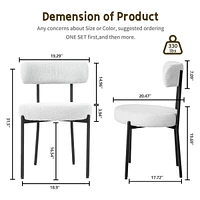 Dyhome Dining Chairs Set of 2, Mid Century Modern Upholstered Boucle Kitchen Dining Room Chairs