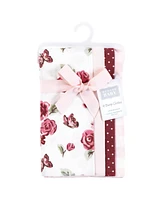 Hudson Baby Boys and Girls Cotton Poly Flannel Burp Cloths 8-Pack, Sweet Roses, One Size