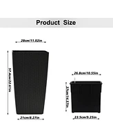 22,6" Black Faux Rattan Square Planter (2-Pack)
