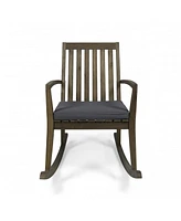 Cozy and Comfortable Acacia Wood Rocking Chair with Cushioned Seat for Outdoor Relaxation