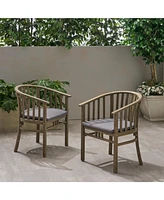 Outdoor Wood Dining Chairs Cushions (2) Dark Grey