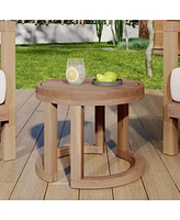 Acacia Wood Side Table, Patio, Pool, Porch (Brown Wash)