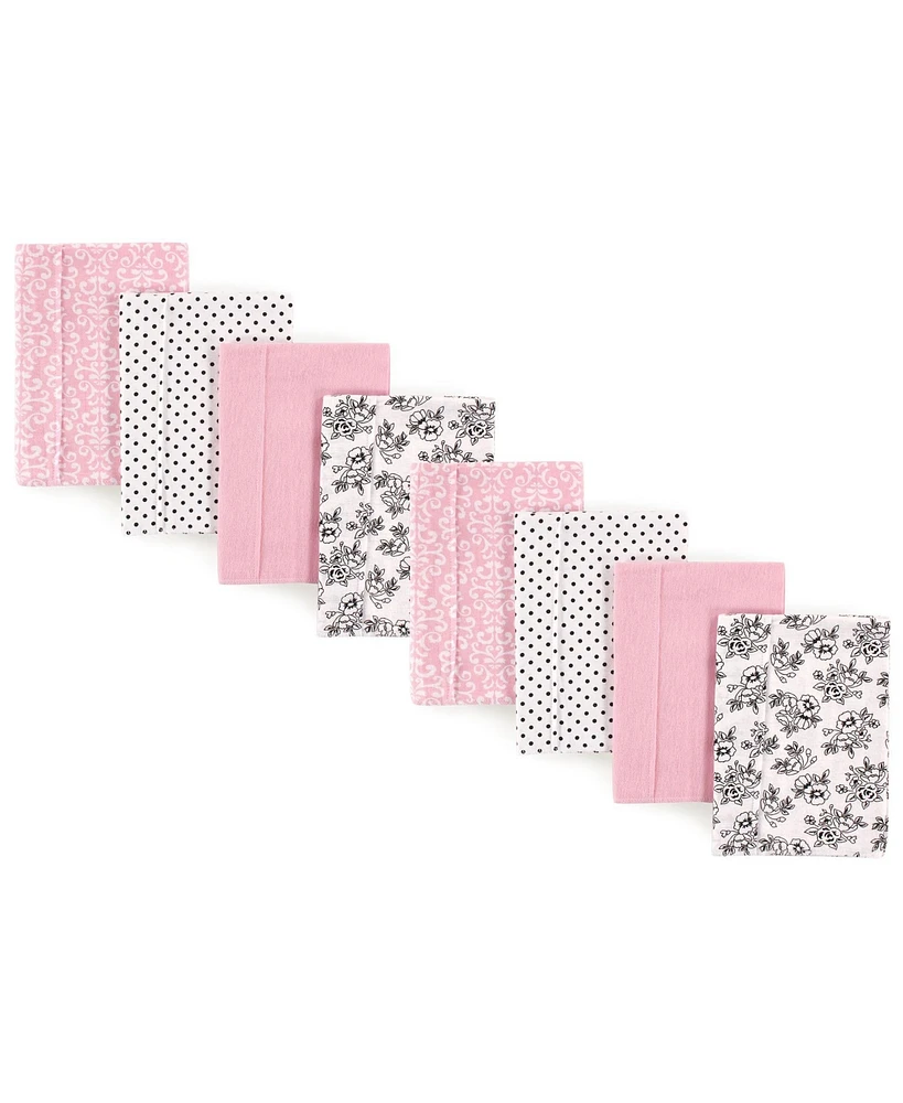 Hudson Baby Boys and Girls Cotton Poly Flannel Burp Cloths 8-Pack, Toile, One Size