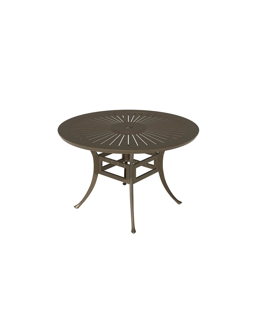 Mondawe -inch Powder Coated Cast Aluminum Outdoor Dining Table with Umbrella Hole
