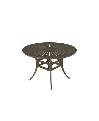 Mondawe -inch Powder Coated Cast Aluminum Outdoor Dining Table with Umbrella Hole