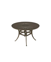 Mondawe -inch Powder Coated Cast Aluminum Outdoor Dining Table with Umbrella Hole