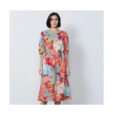 Etcetera Women's Floral Print Cotton Spring Dress Maltese