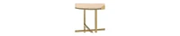 Round Wood End Table – Functional Tray Top with Metal Accent