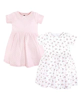 Hudson Baby Girls Cotton Dresses, Tiny Pink Flower, 9-12 Months