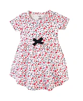 Touched by Nature Toddler Girls Organic Cotton Dress and Cardigan 2pc Set, Ditsy Floral, 5