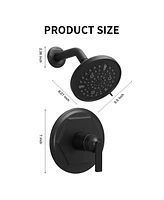 Single Handle 9-Spray Round Rain Shower Faucet 1.8 Gpm with Pressure Balance Valve in. Matte Black