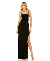 Mac Duggal Women's Embellished Ruched Open Back Column Gown
