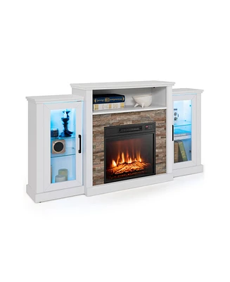 Fireplace Tv Stand with 16-Color Led Lights for TVs up to 65 Inch