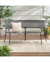 Copper Curved Outdoor Bench - Diamond Cross Design
