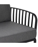 Outdoor Club Chairs (Set of 2), Modern, Waterproof Cushions, Black/Gray