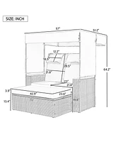 Outdoor rattan daybed, loveseat/lounge set w/ cushions