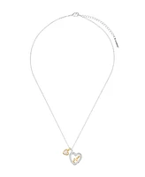 Unwritten Cubic Zirconia and Mother of Pearl Mom Open Heart Necklace