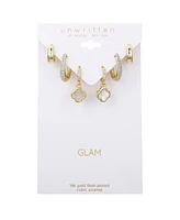 Unwritten Crystal and Mother of Pearl Hoop Earring Trio Set