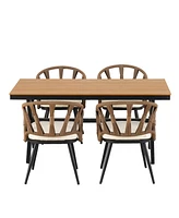 Outdoor Pe rattan set, chairs & plastic wood table