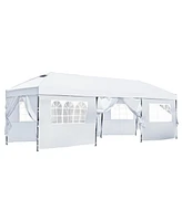 10x30 White Pop-Up Canopy Tent with Sidewalls & Wheeled Bag