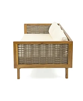 Acacia Wood 3-Seater Daybed & Coffee Table Set