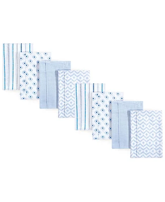 Hudson Baby Boys and Girls Cotton Poly Flannel Burp Cloths 8-Pack Set, Boy Modern, One Size